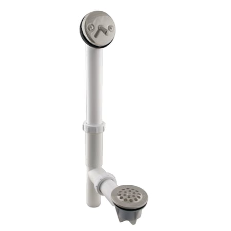 Westbrass White 1-1/2" Tubular Trip Lever Bath Waste in Stainless Steel 592244-20